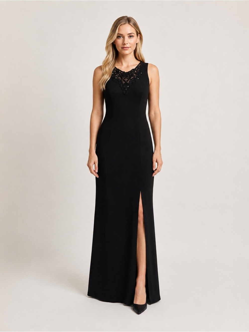 Vintage Gunne Sax Jessica Mcclintock Black Long Maxi Dress 3/4 sequin Formal